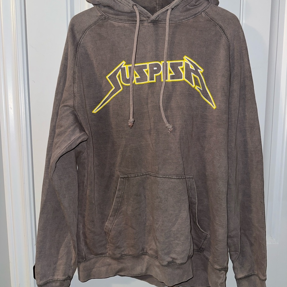 Vintage-Inspired Gray Hoodie with Yellow Graphic